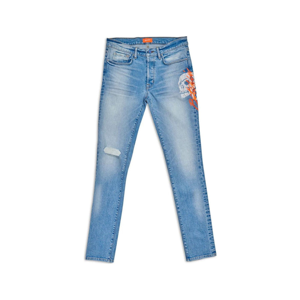 Bossi Skull Rhinestone Light Blue Jeans