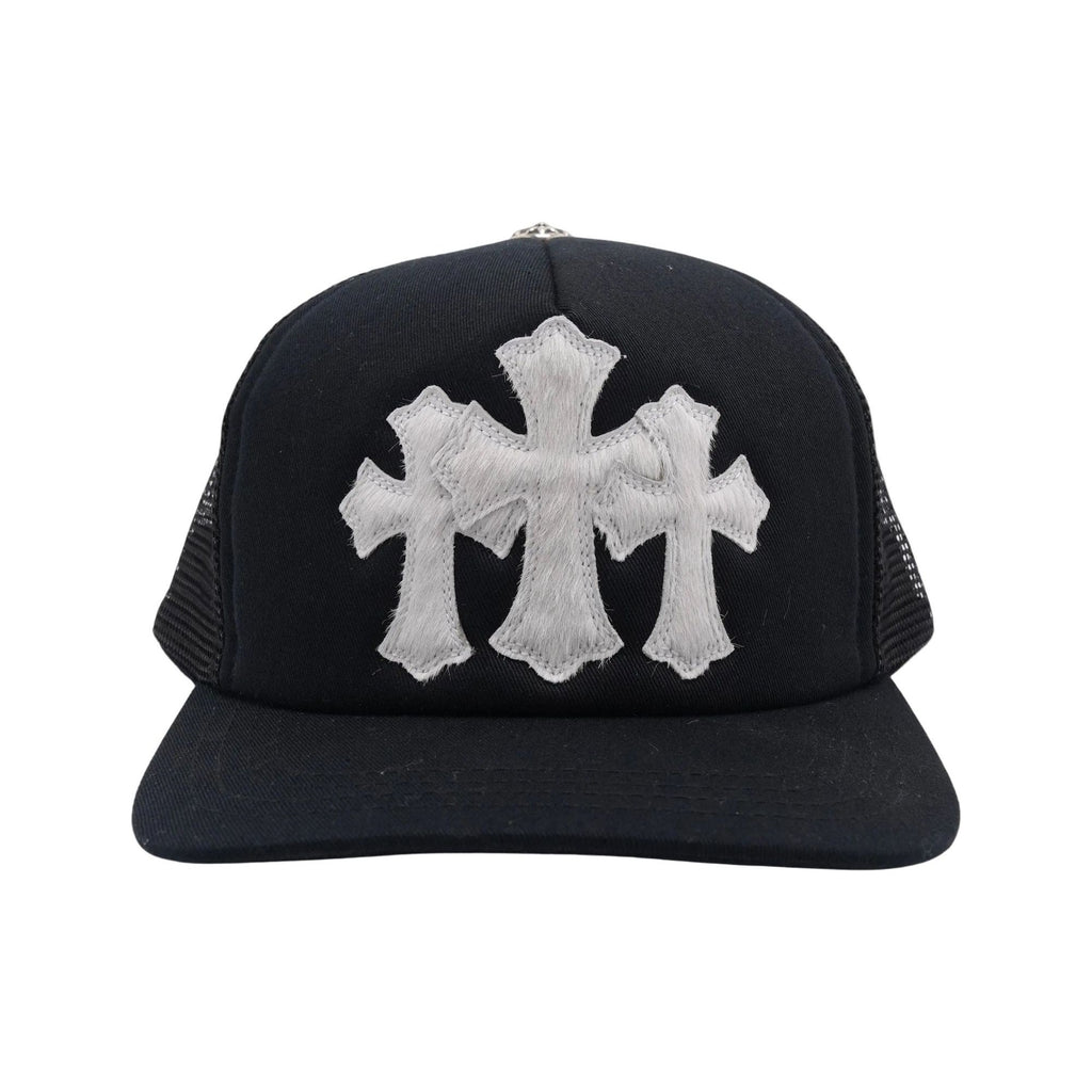 Chrome Hearts Pony Hair Triple Cross Black/White Trucker