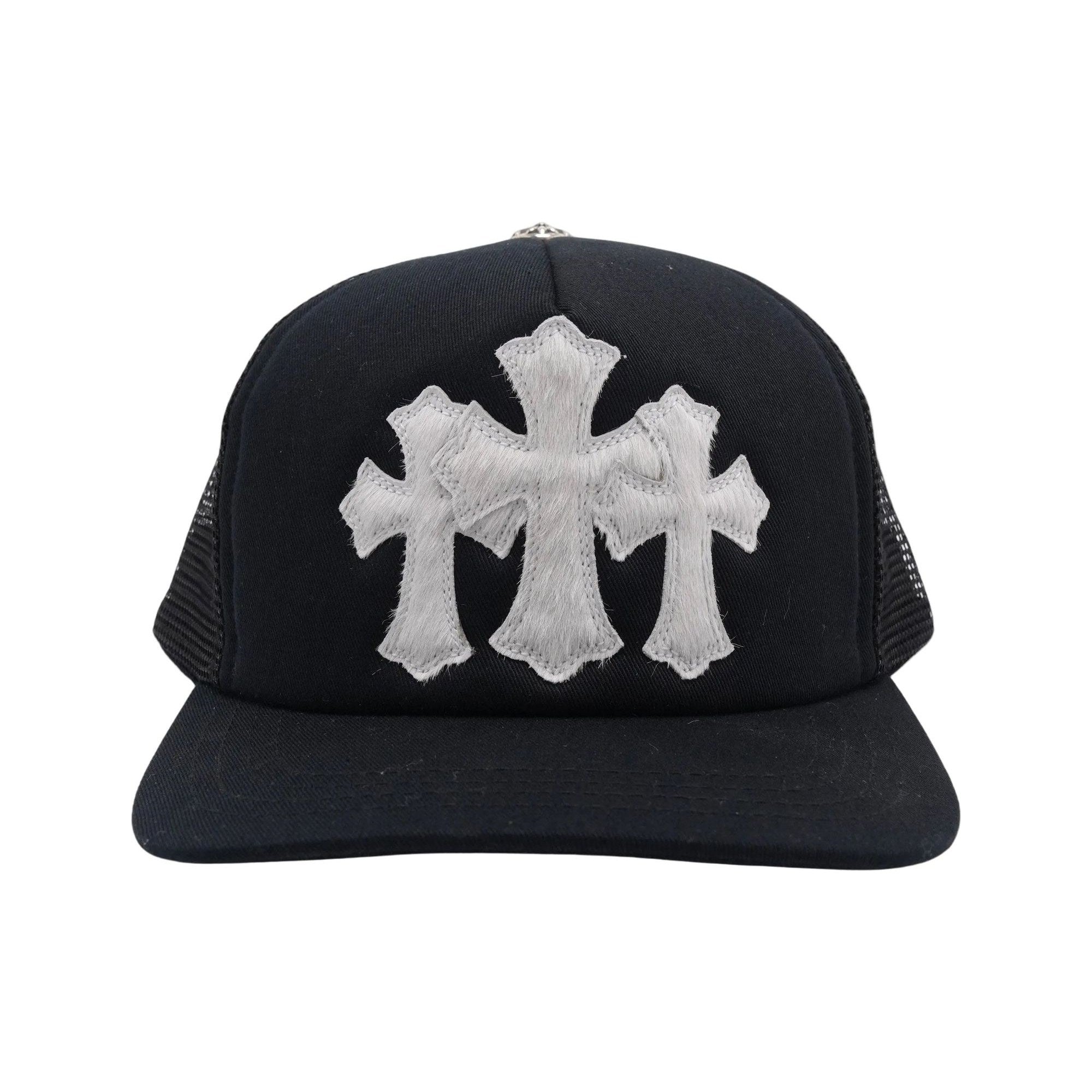 Chrome Hearts Pony Hair Triple Cross Black/White Trucker