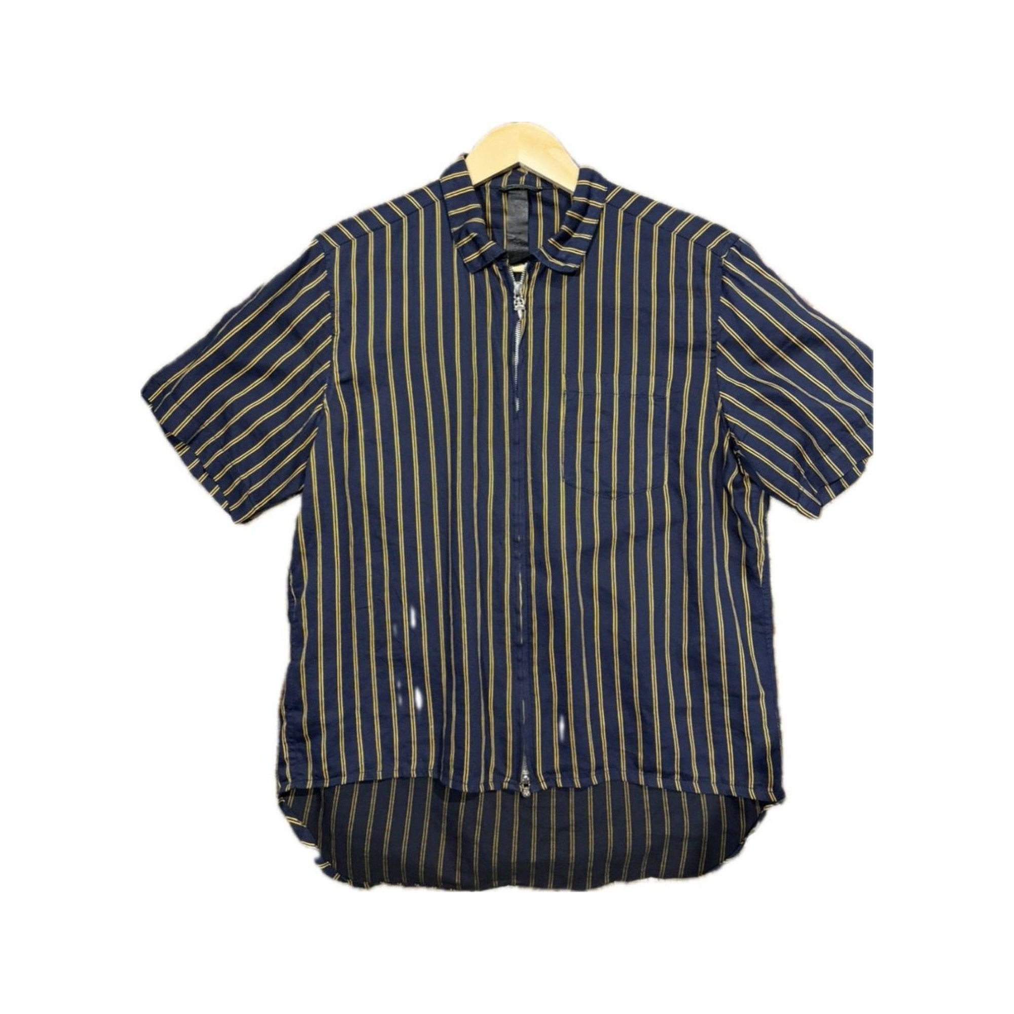 Chrome Hearts Zip-Up Stripped Dress Shirt Navy/Yellow – B O L S A