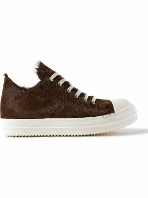 Rick Owens Low Ramon Brown Fur Sneakers