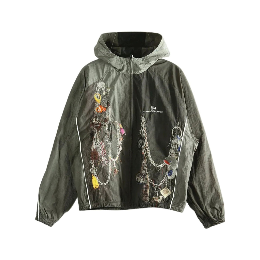 Doublet Moss Embroidered Chain Grey Track Jacket