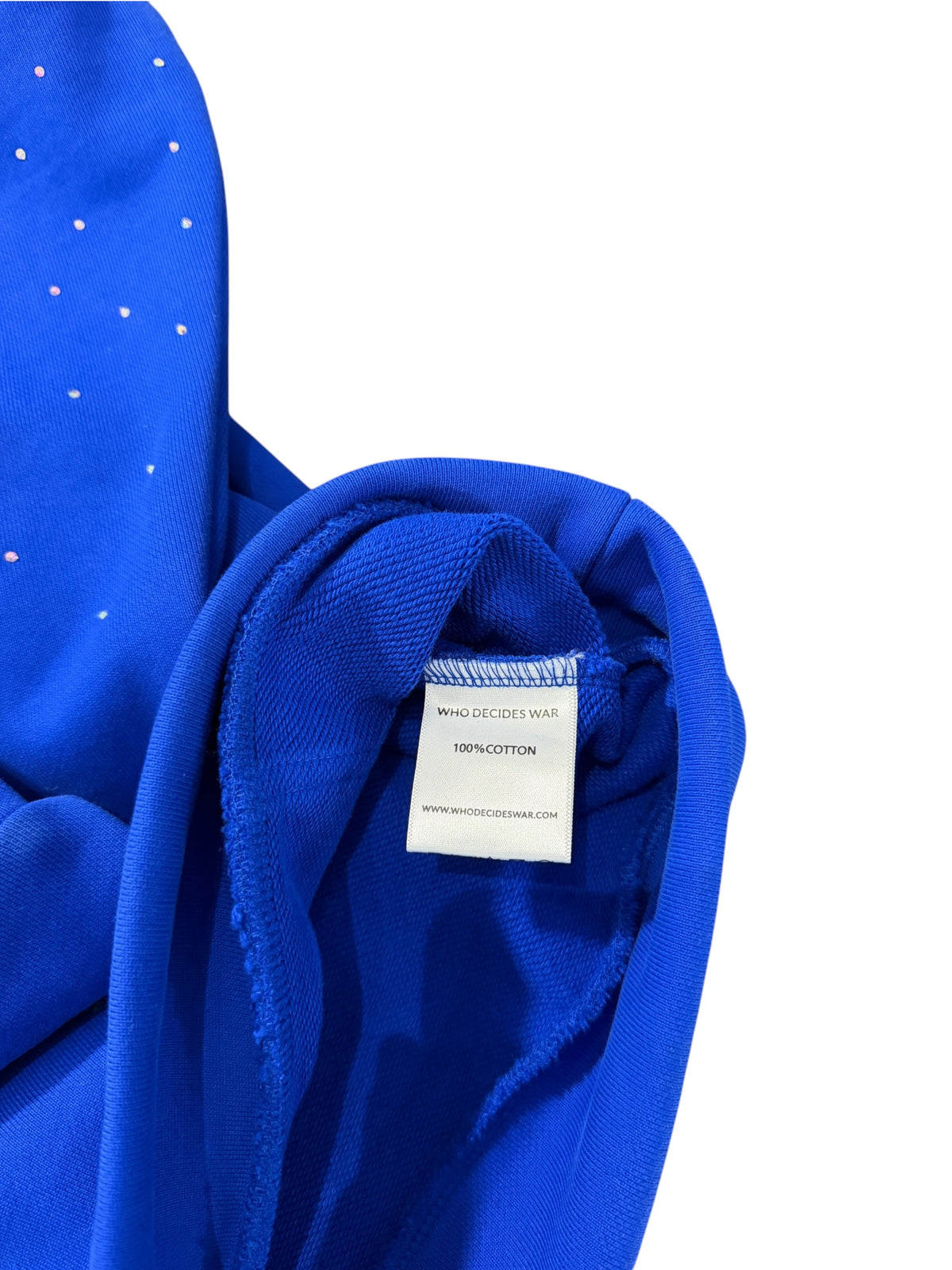 Who Decides War Rhinestone Blue Hooded Pullover