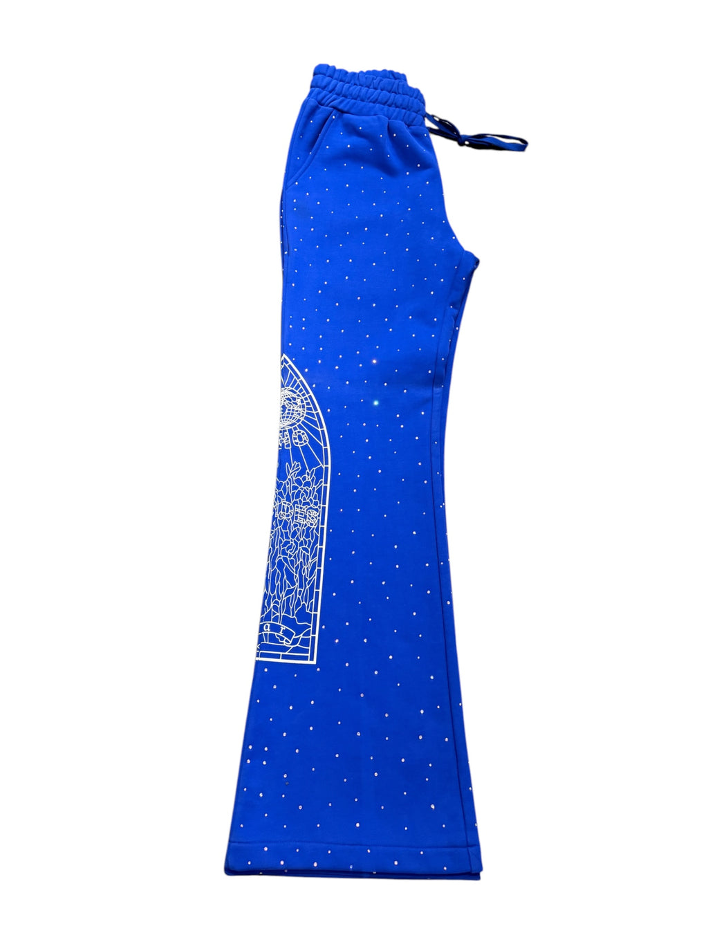 Who Decides War Rhinestone Blue Sweatpants