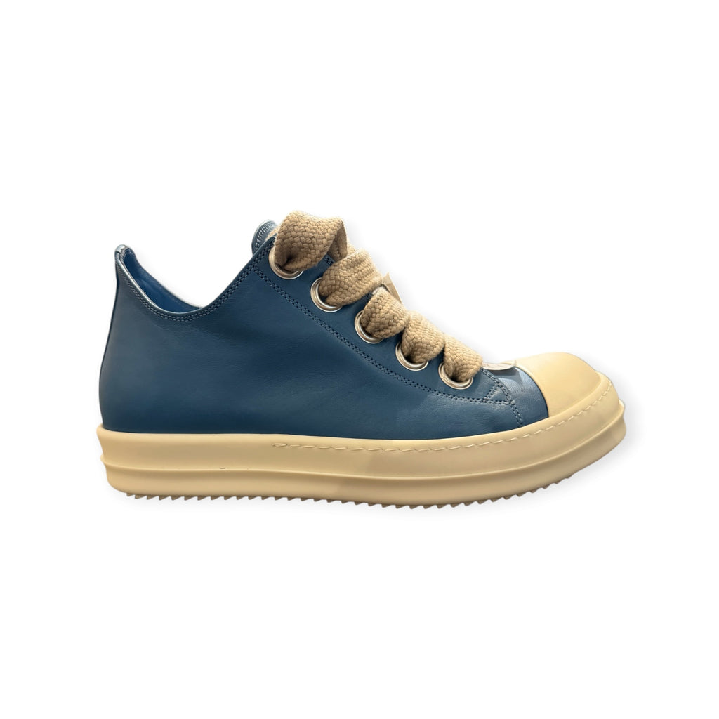 Rick Owens Leather Blue Low Jumbo Lace Sneaker