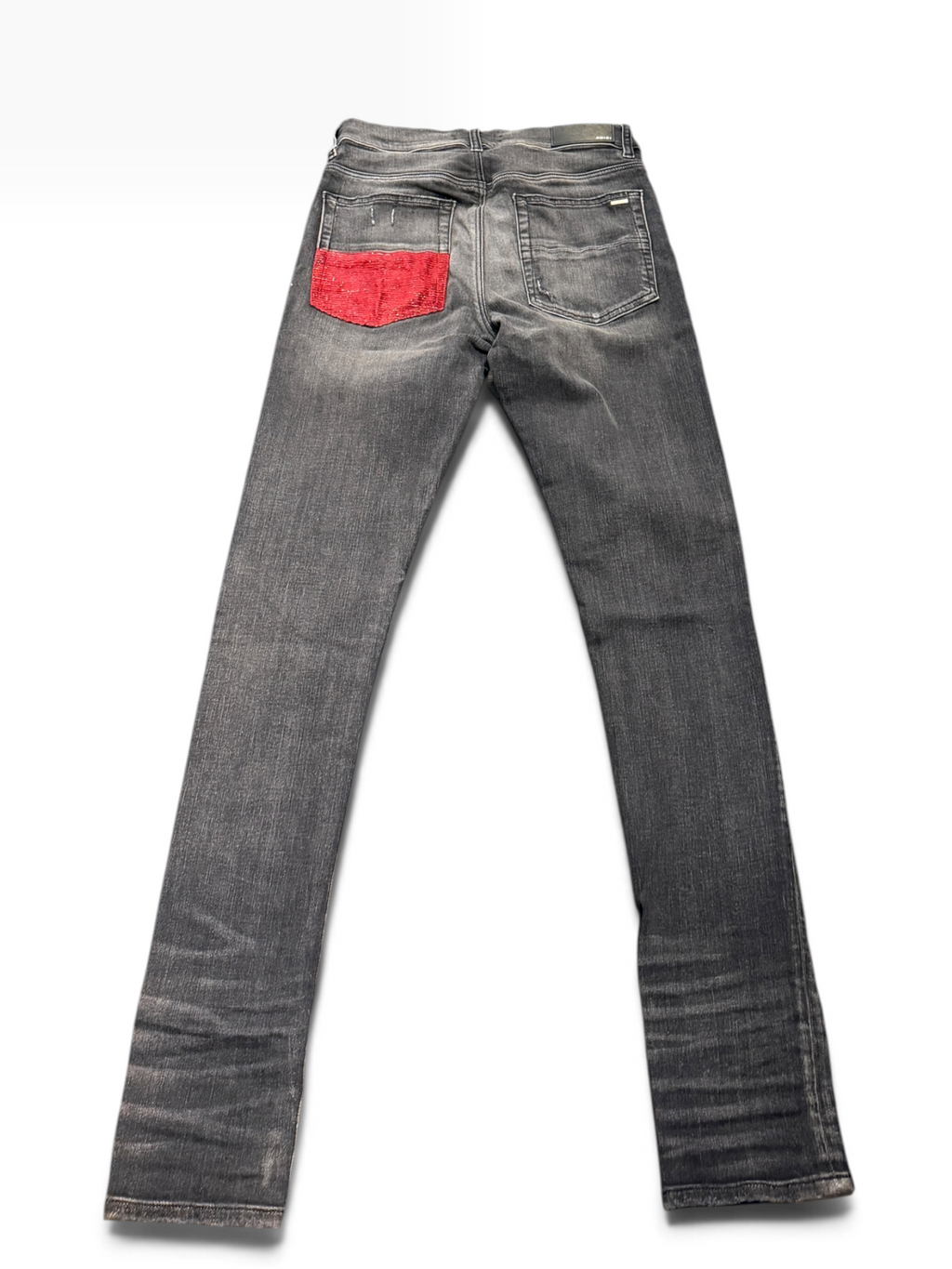 Amiri MX1 Red Lurex Patch Grey Jeans