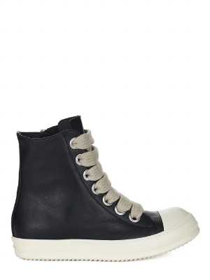 Rick Owens Jumbo Lace Blacker Leather High Top Sneaker