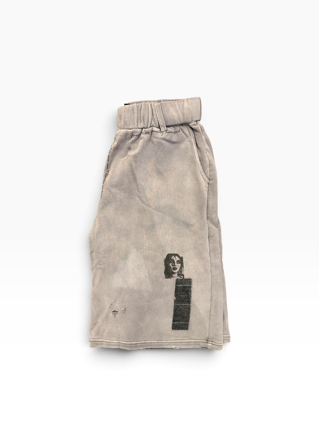 Richill Melancholy Patchwork Appliqué Graphic Washed Sweatshorts