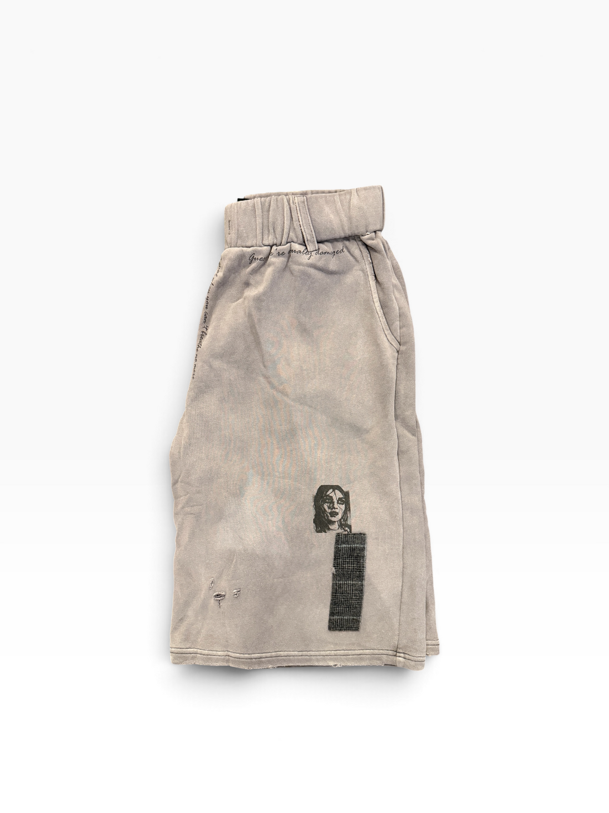 Richill Melancholy Patchwork Appliqué Graphic Washed Sweatshorts