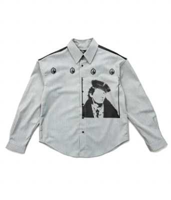 Richill Melancholy Portrait Print Grey Button-Down Shirt