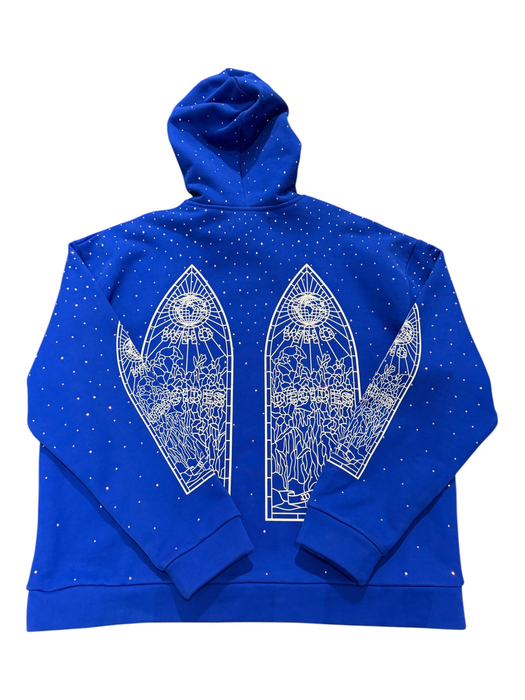 Who Decides War Rhinestone Blue Hooded Pullover