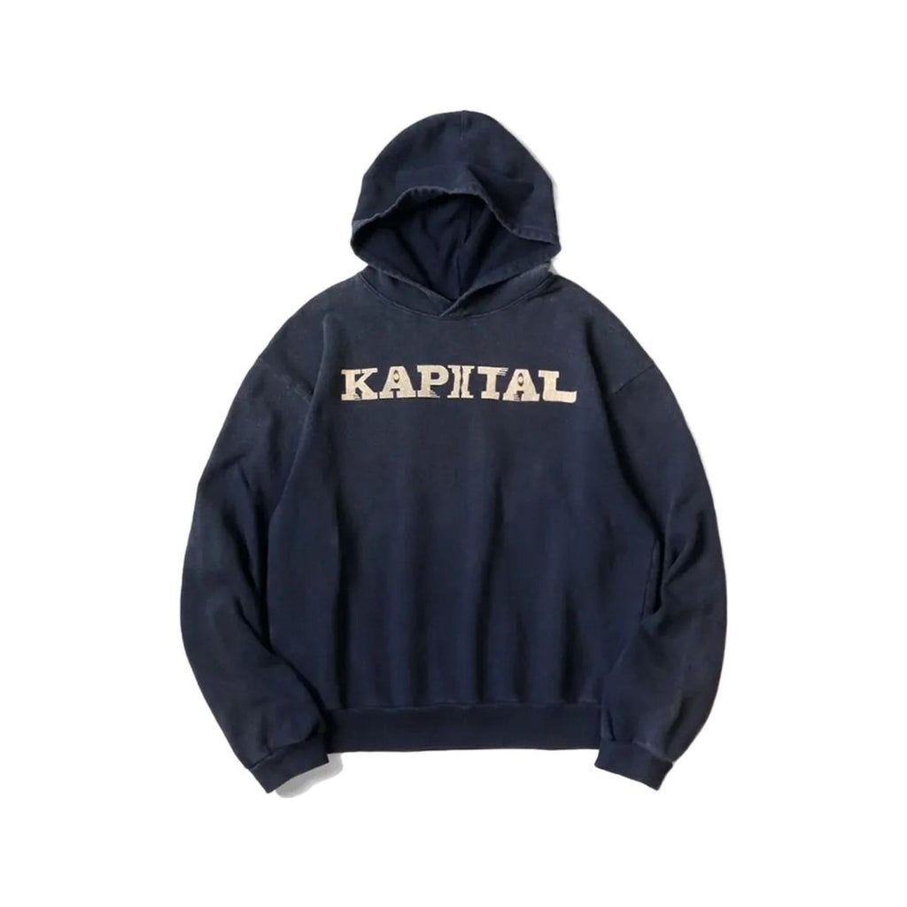 Kapital Beige Logo Navy Hoodie