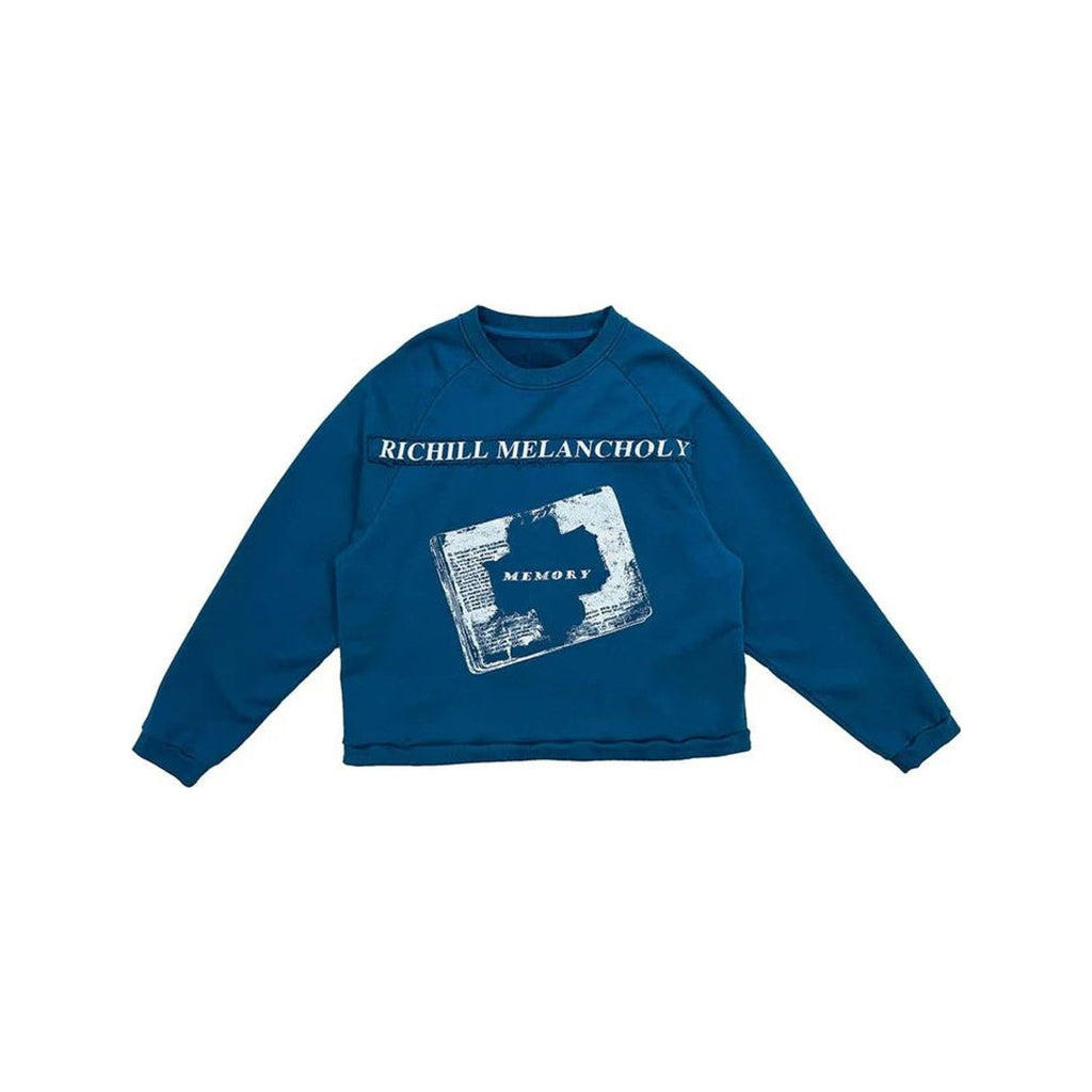 Richill Melancholy Bible Patch Blue Crewneck Sweatshirt
