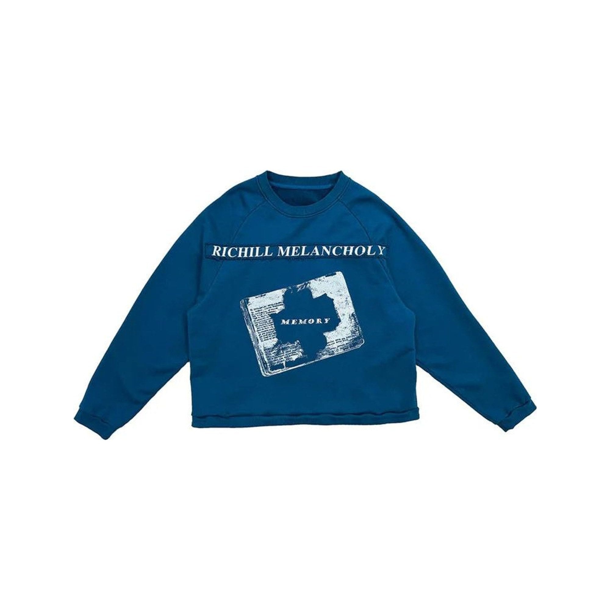 Richill Melancholy Bible Patch Blue Crewneck Sweatshirt