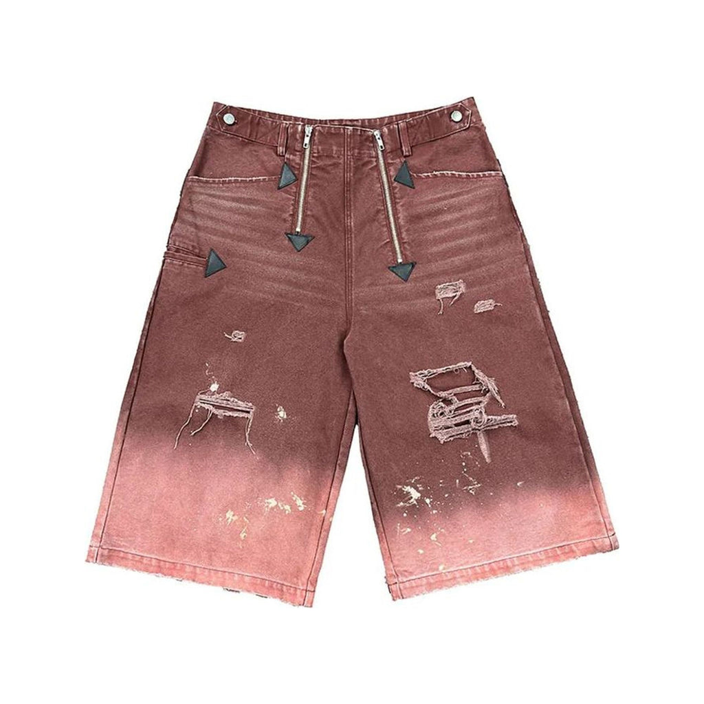 Richill Melancholy Distressed Denim Burgundy Shorts
