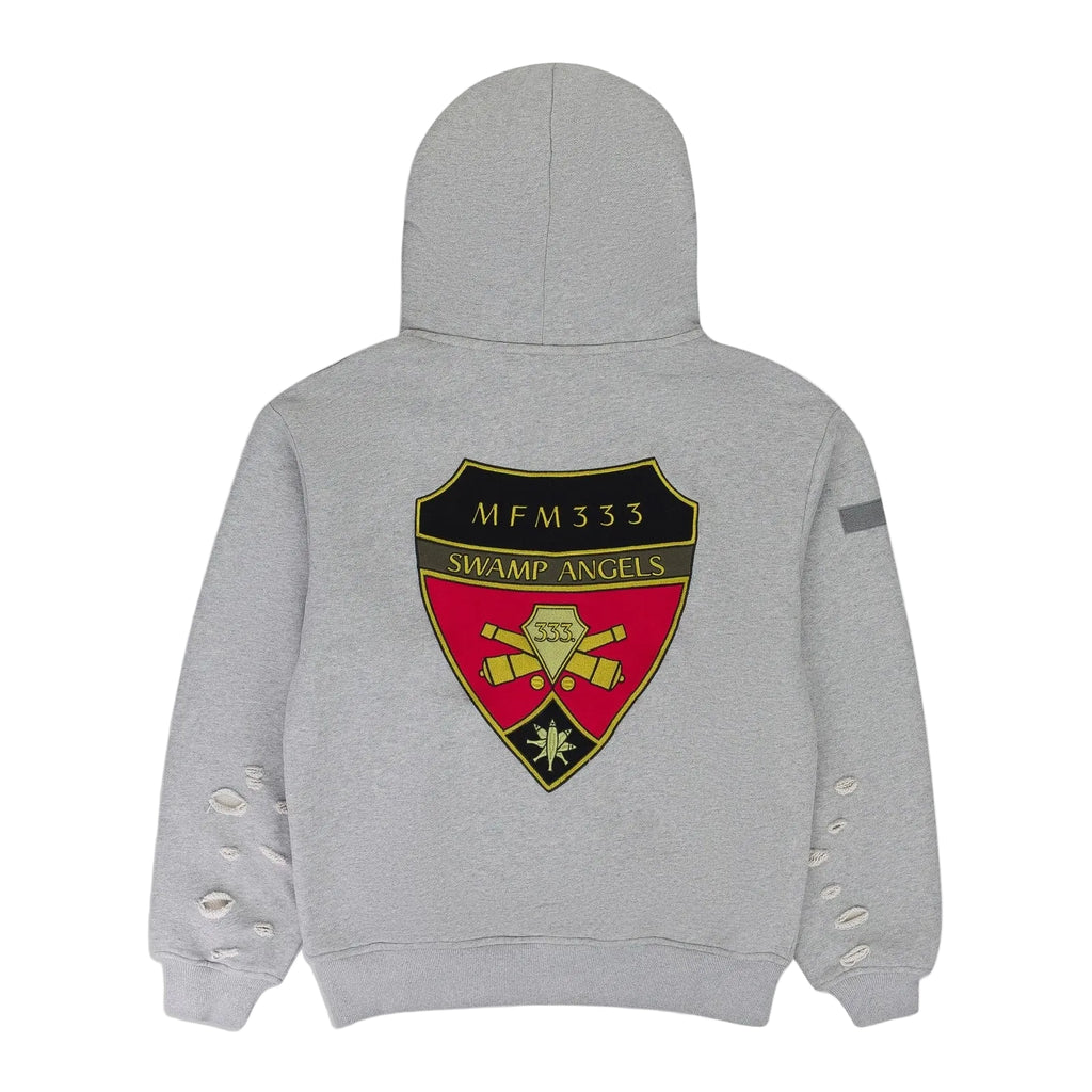 Murd333r.fm Special Ops zip-up hoodie in cotton with embroidered logos Grey