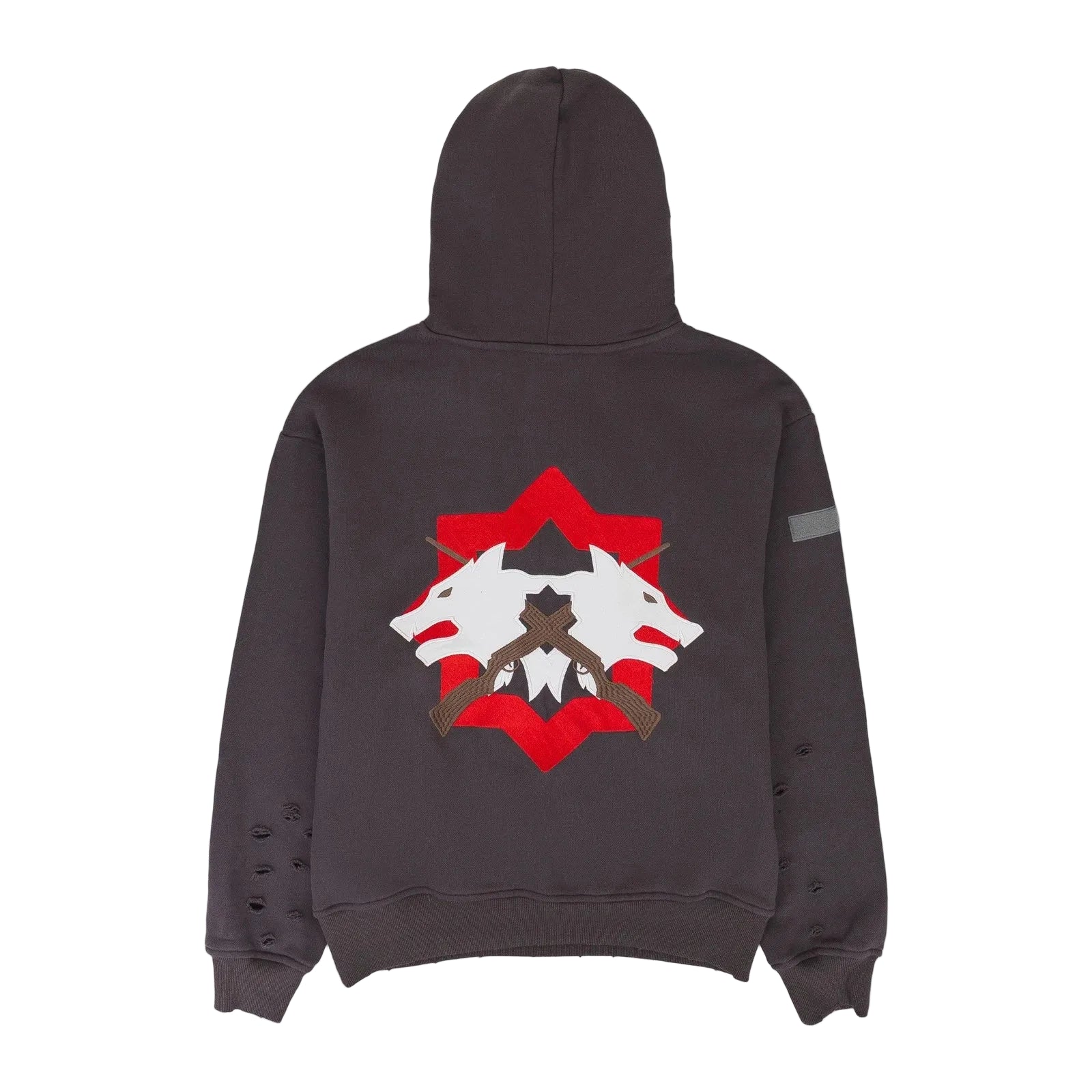 MURD333R.FM General Issue: Special Ops Pullover Hoodie in sage Brown with a red logo.