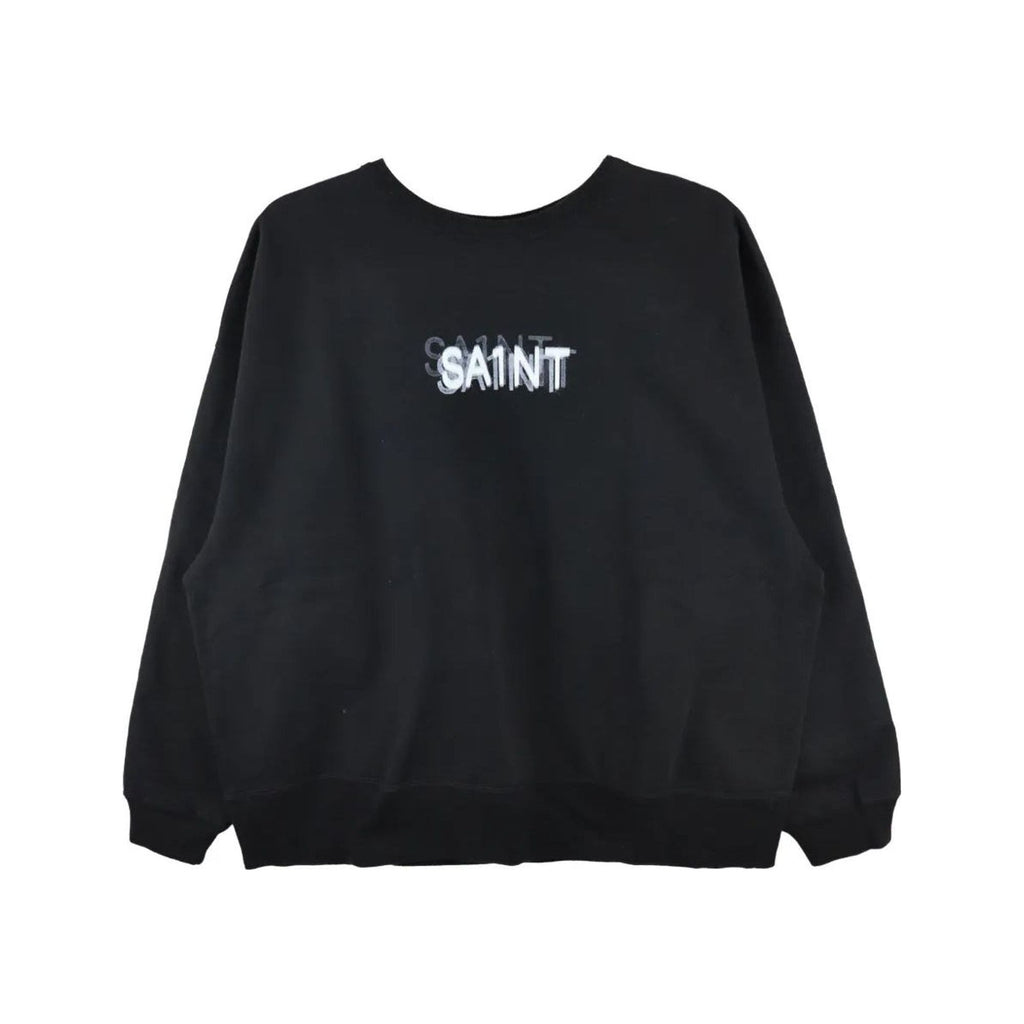 Saint Michael Repeat Logo Crewneck Black