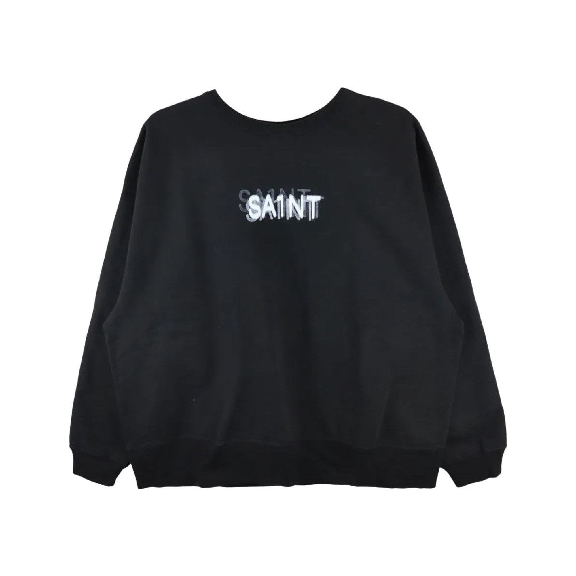 Saint Michael Repeat Logo Crewneck Black