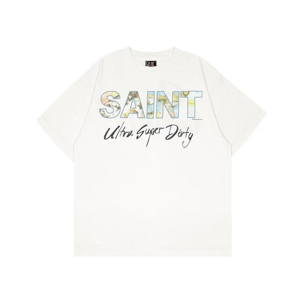 Saint Michael Short-Sleeve Super Dirty Tee in white