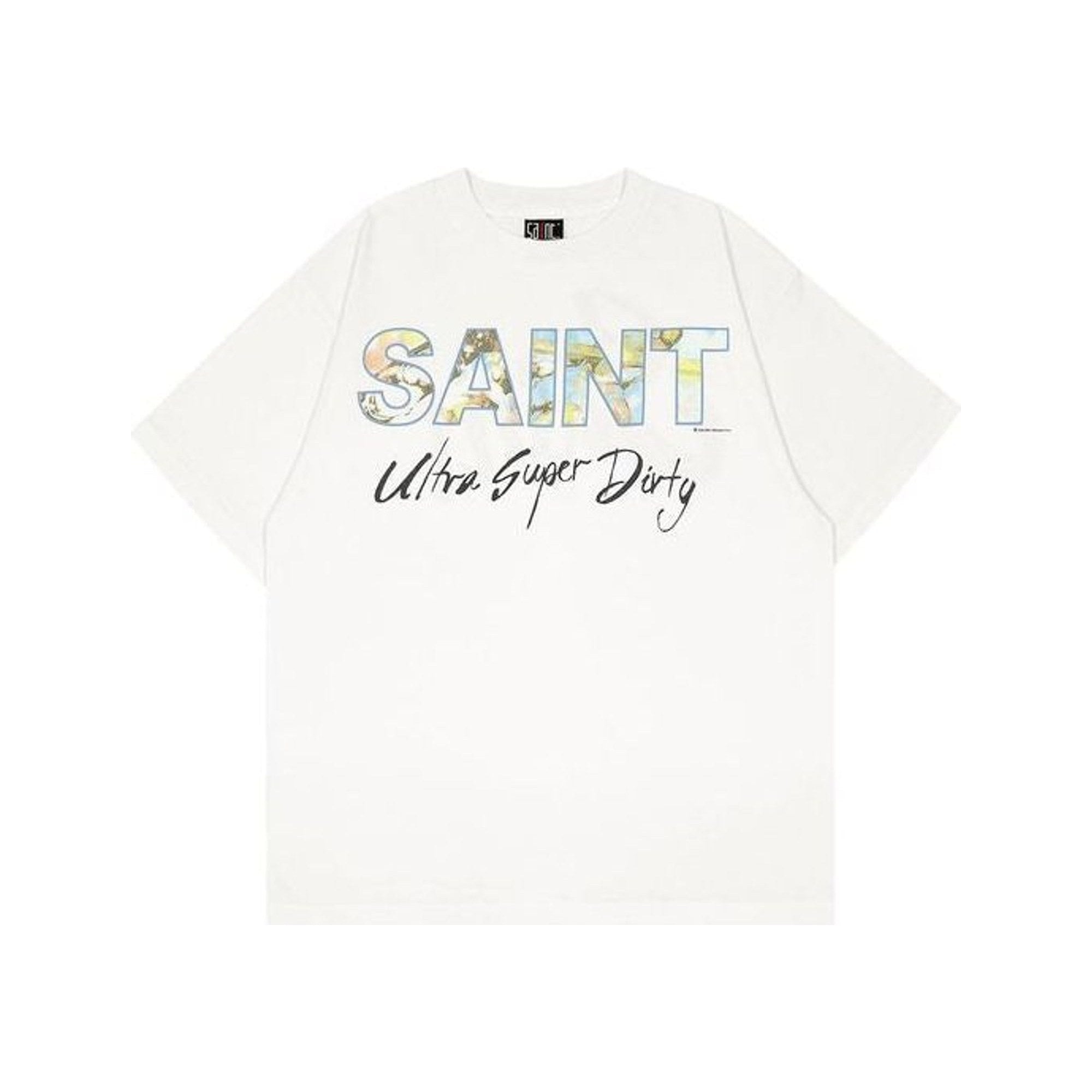 Saint Michael Short-Sleeve Super Dirty Tee in white