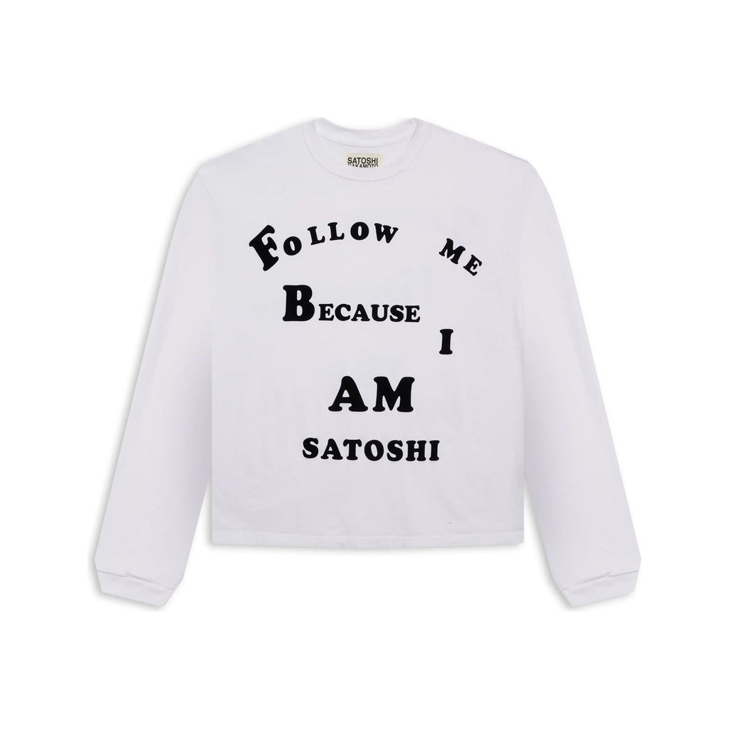 Satoshi Nakamoto Follow Me White/Black Longsleeve