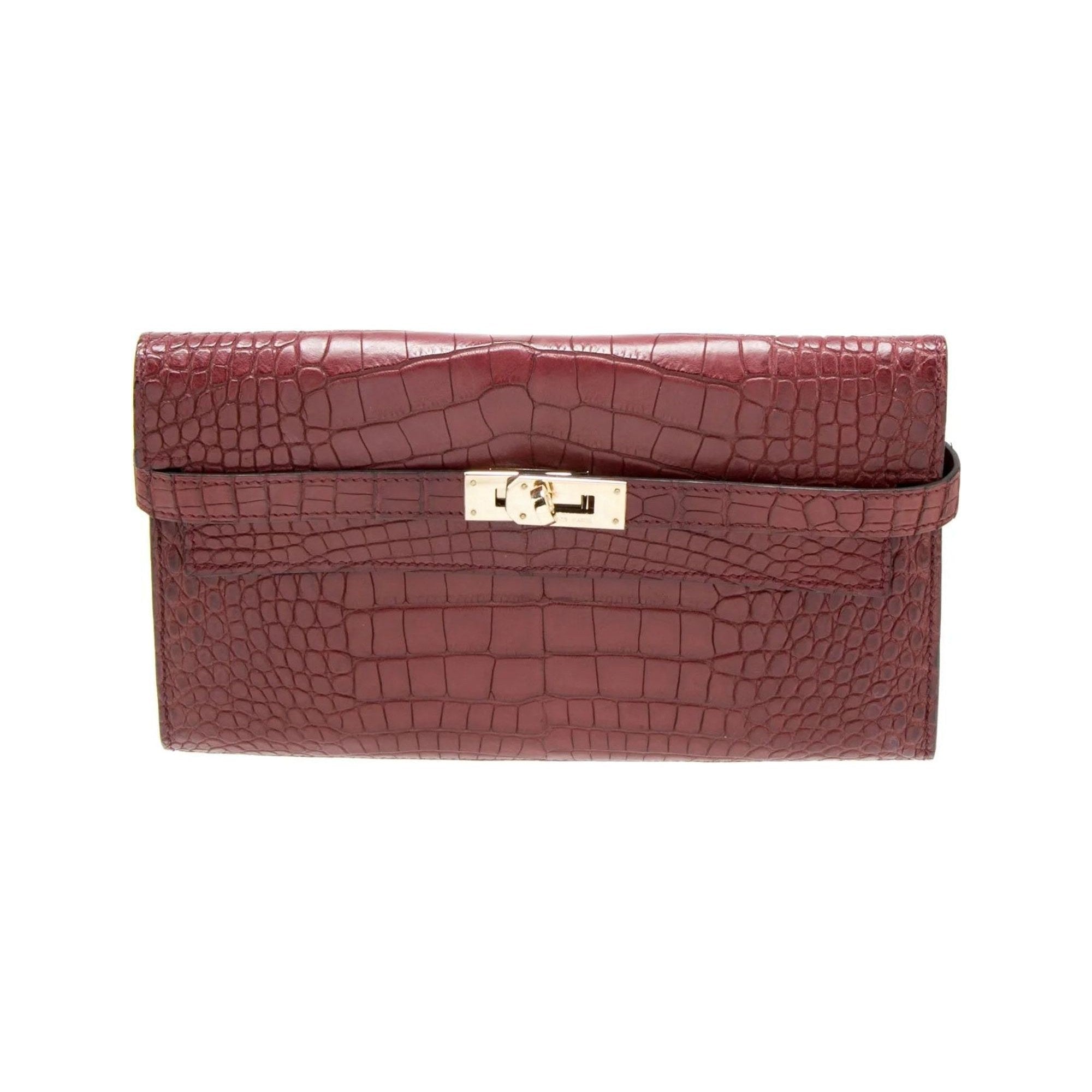 Hermes Kelly Wallet Alligator Red/Brown