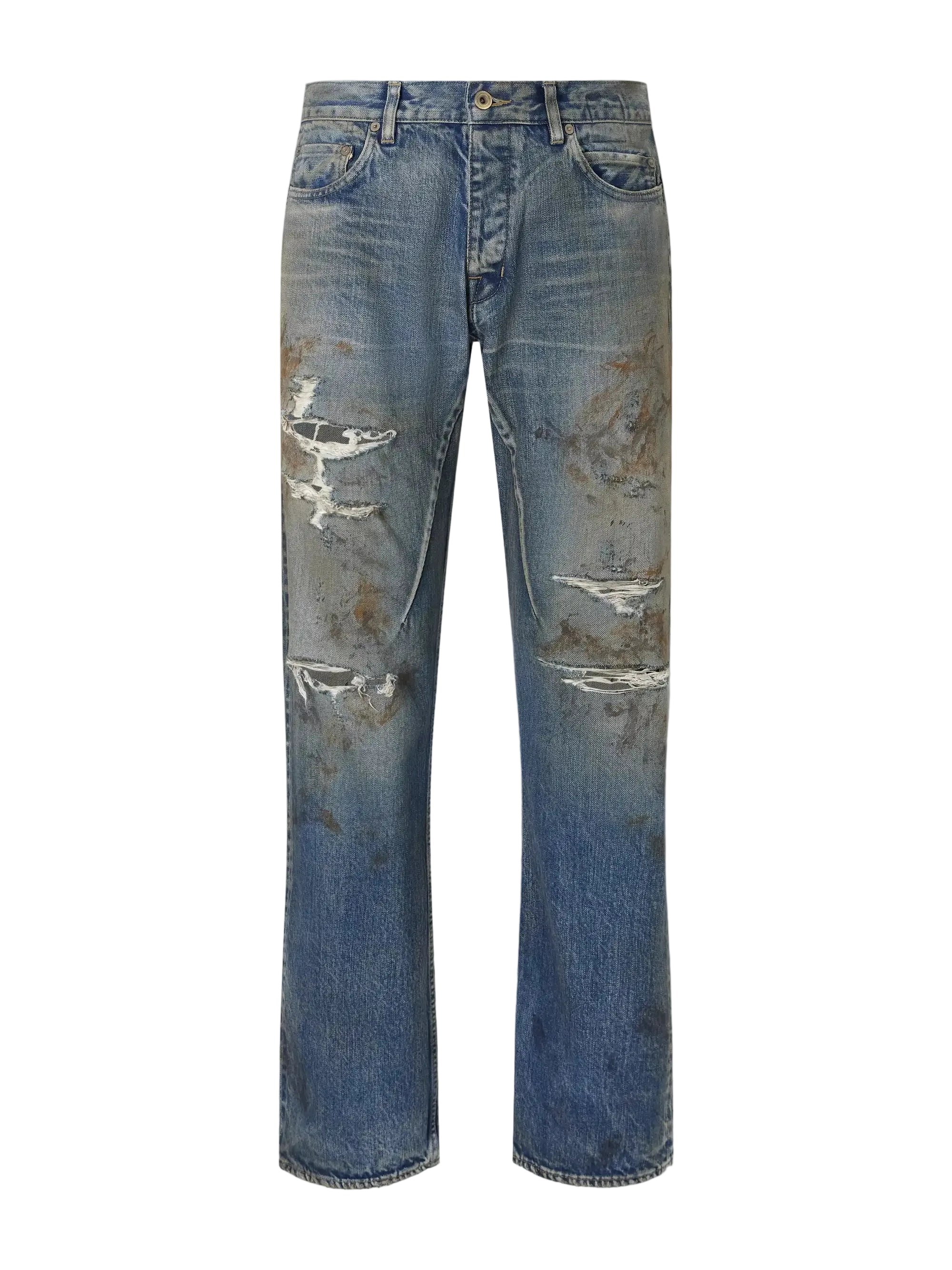 Rick Owens Kurdt Destroyed Indigo Jeans