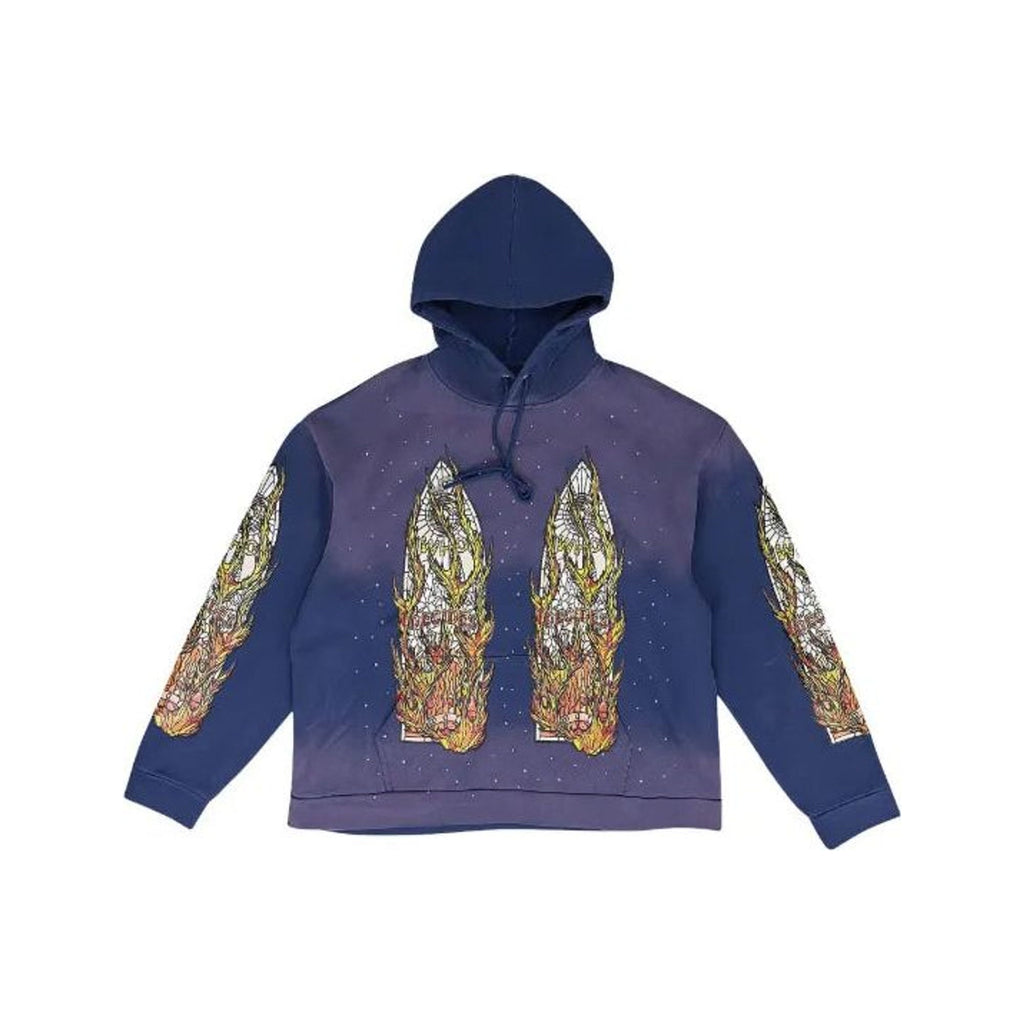 Who Decides War Flame Glass Hooded Pullover in Purple