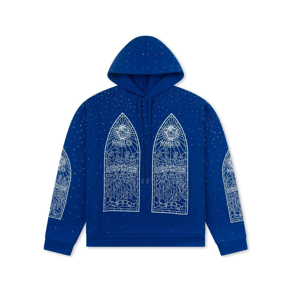Who Decides War Rhinestone Blue Hooded Pullover