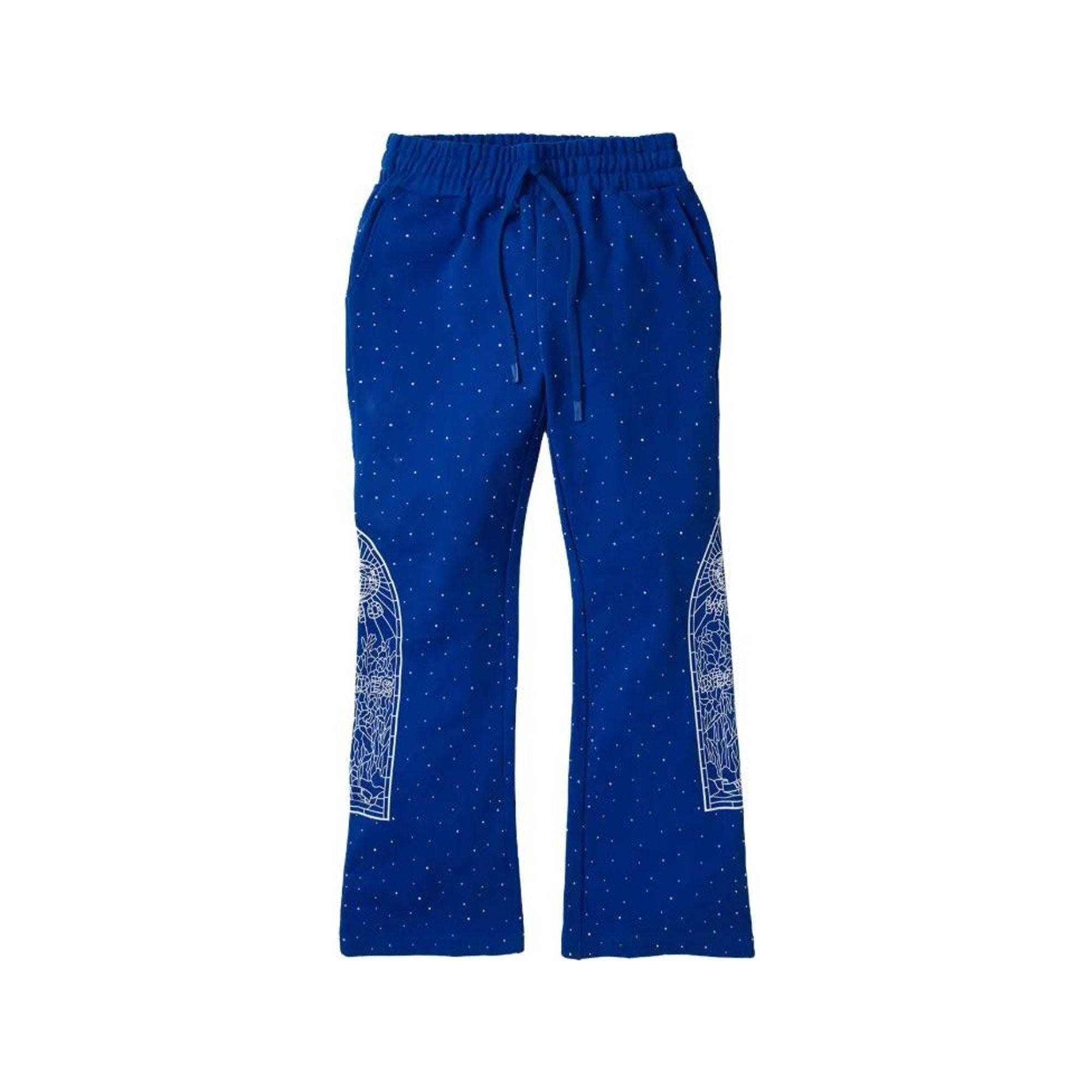 Who Decides War Rhinestone Blue Sweatpants