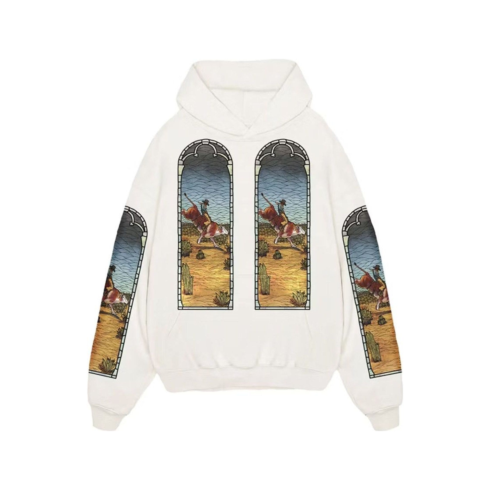 Who Decides War x EST Gee Stained Glass Hoodie in cream